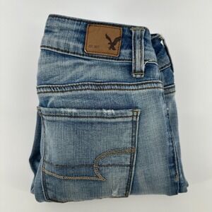 American Eagle Outfitters Jeans Womens 0 Blue Denim Hi-Rise Jegging Crop Stretch